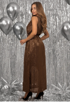 Cekinowa Rochie maxi Red Carpet Christmas ciocolatie