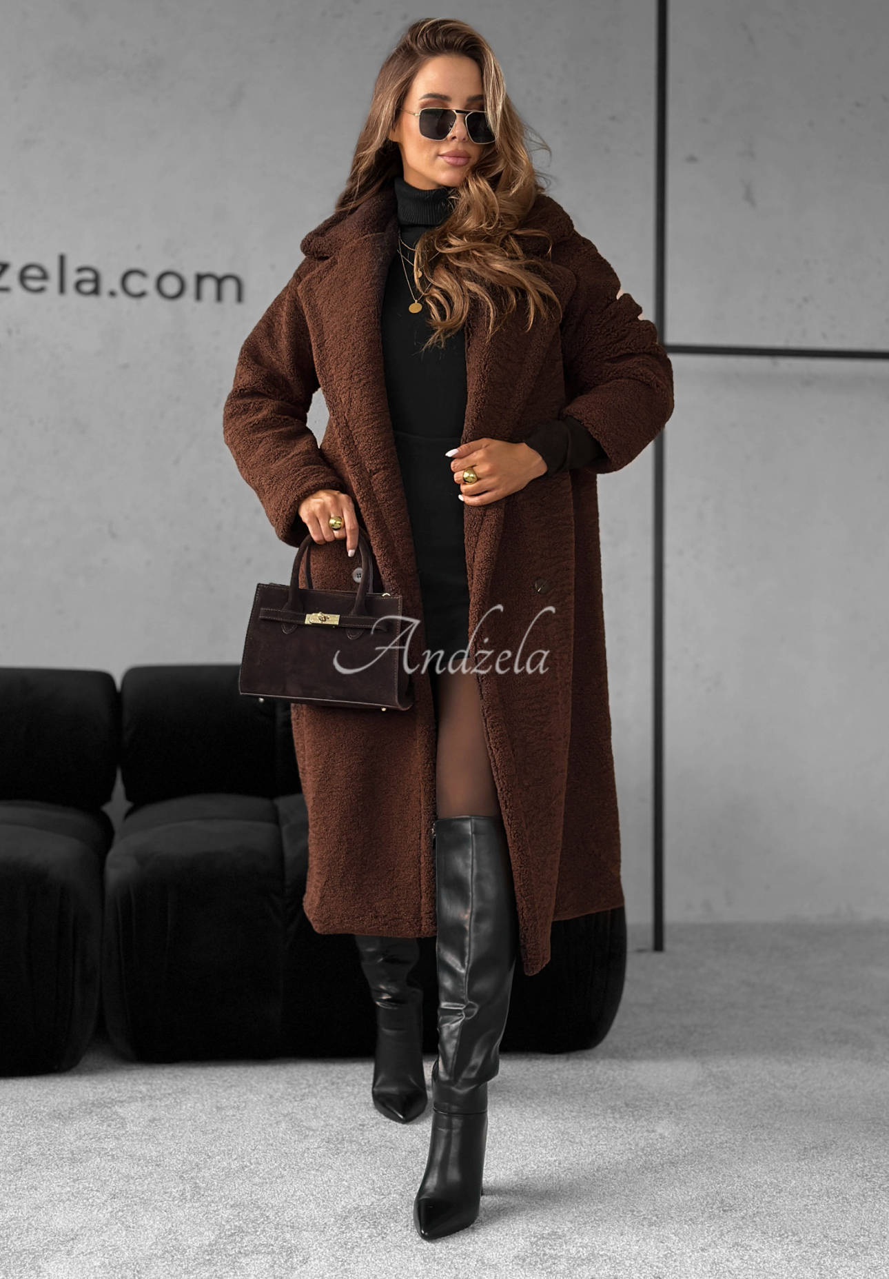 Pardesiu lung din imitație de lână de miel Winter Dreams