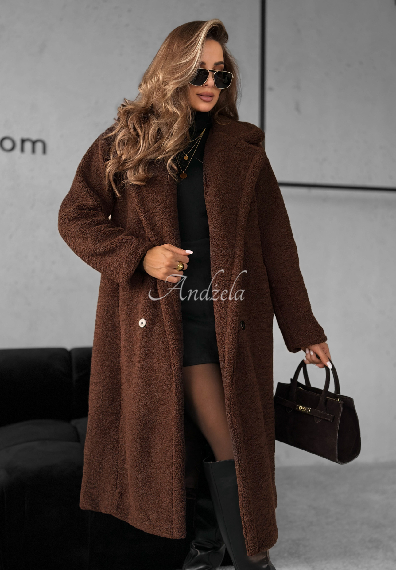 Pardesiu lung din imitație de lână de miel Winter Dreams