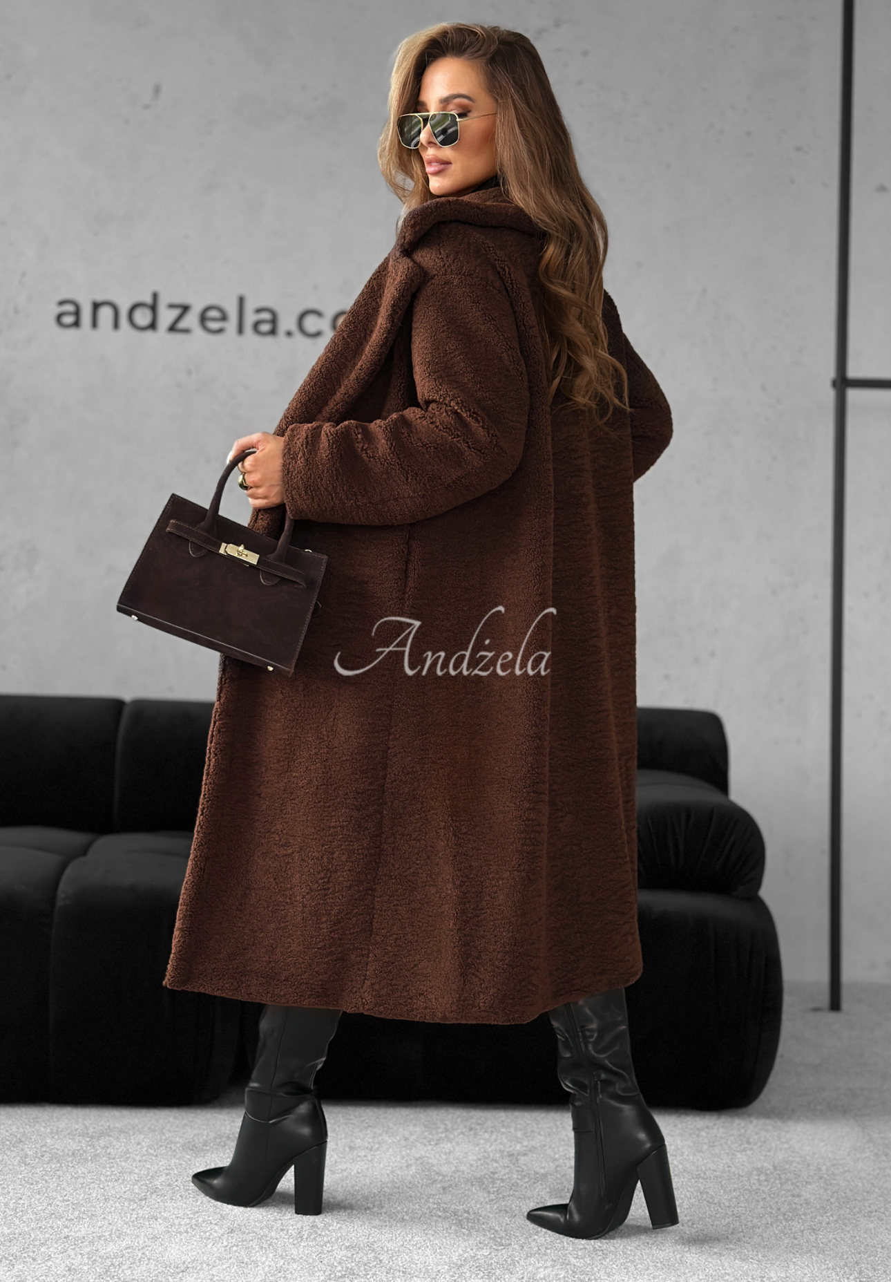 Pardesiu lung din imitație de lână de miel Winter Dreams