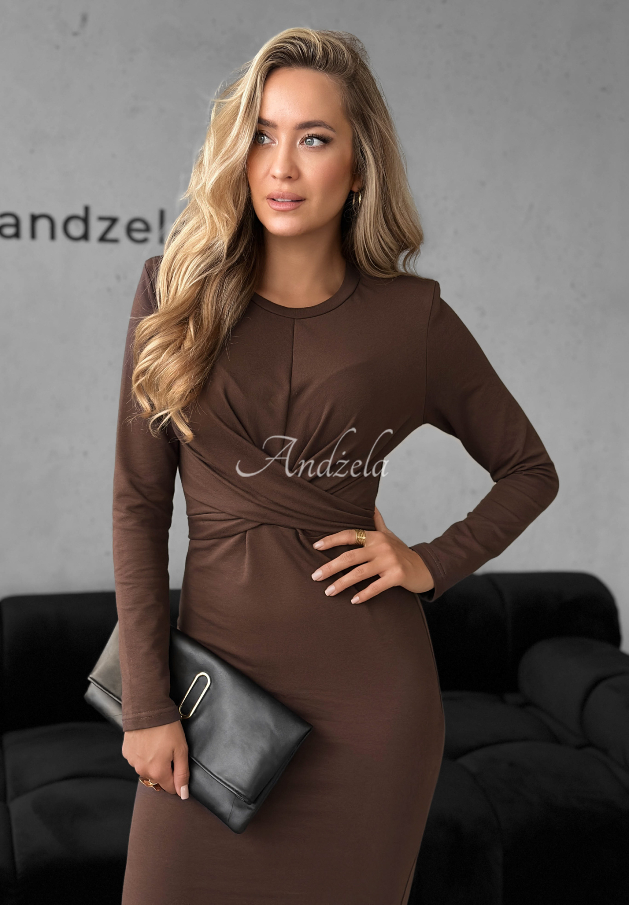 Rochie midi din bumbac First Moven cu legare