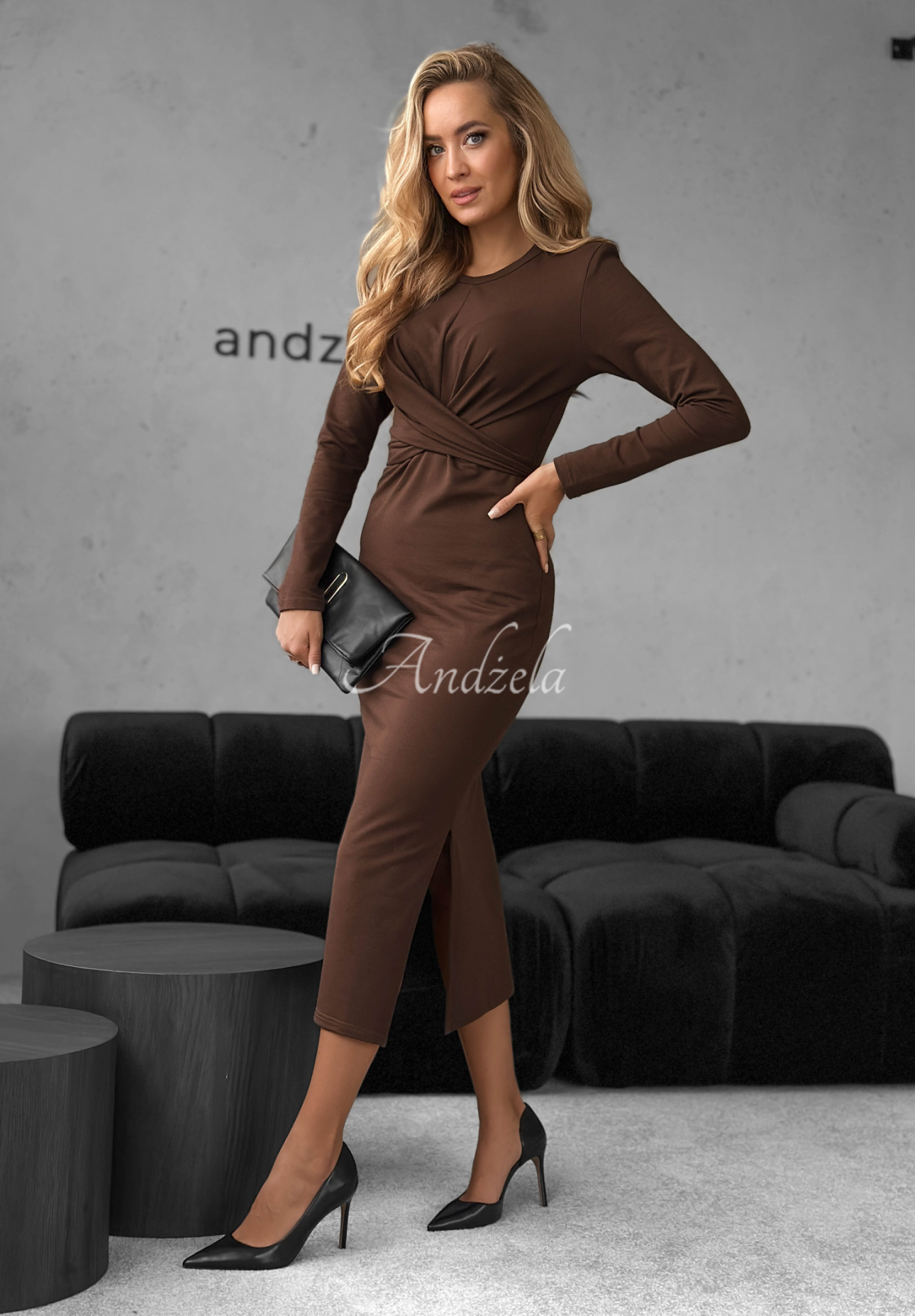 Rochie midi din bumbac First Moven cu legare