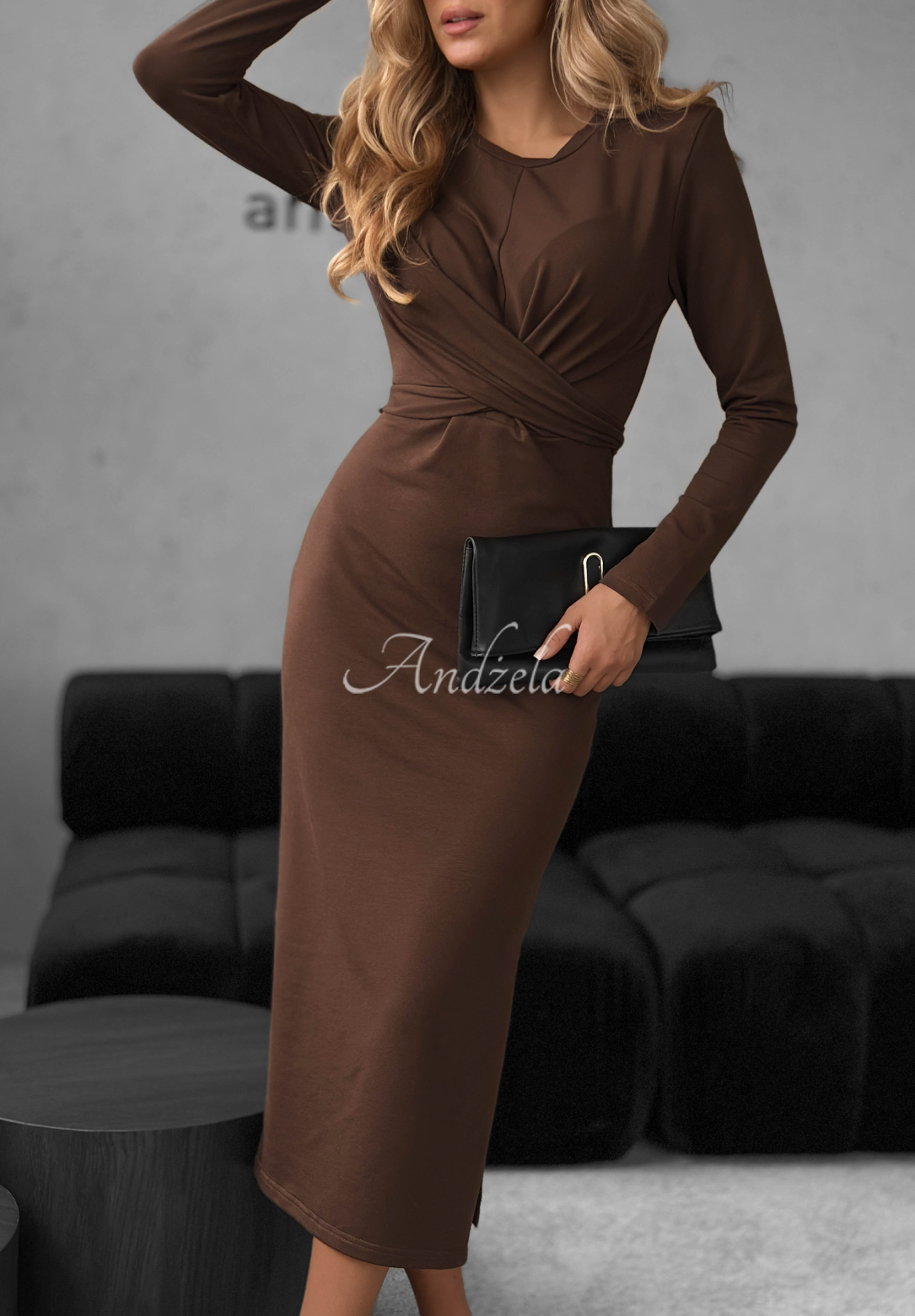 Rochie midi din bumbac First Moven cu legare
