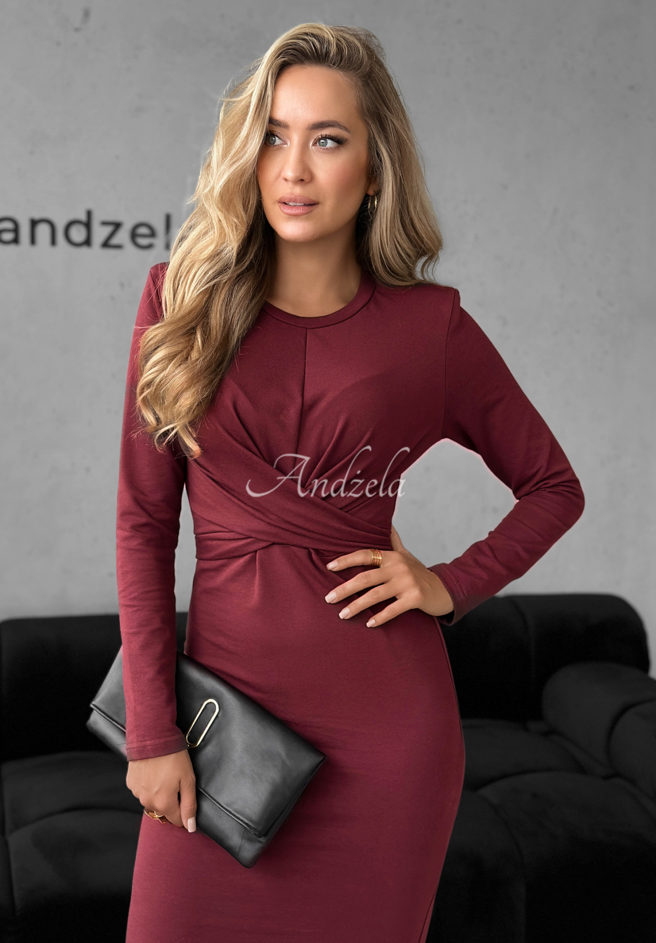 Rochie midi din bumbac First Moven cu legare