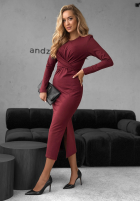 Rochie midi z wiązaniem First Move burgundowa