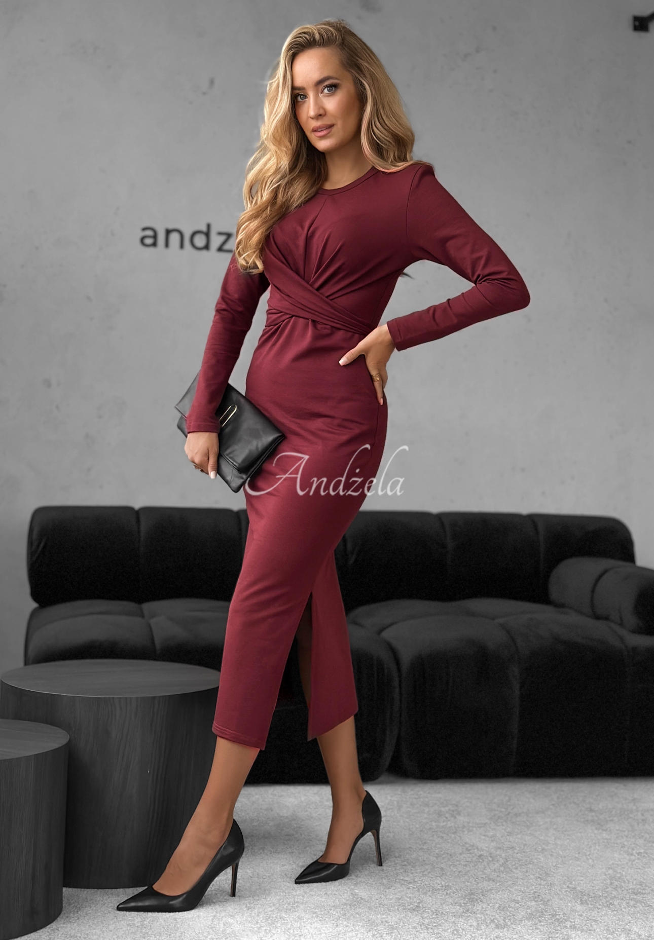 Rochie midi din bumbac First Moven cu legare