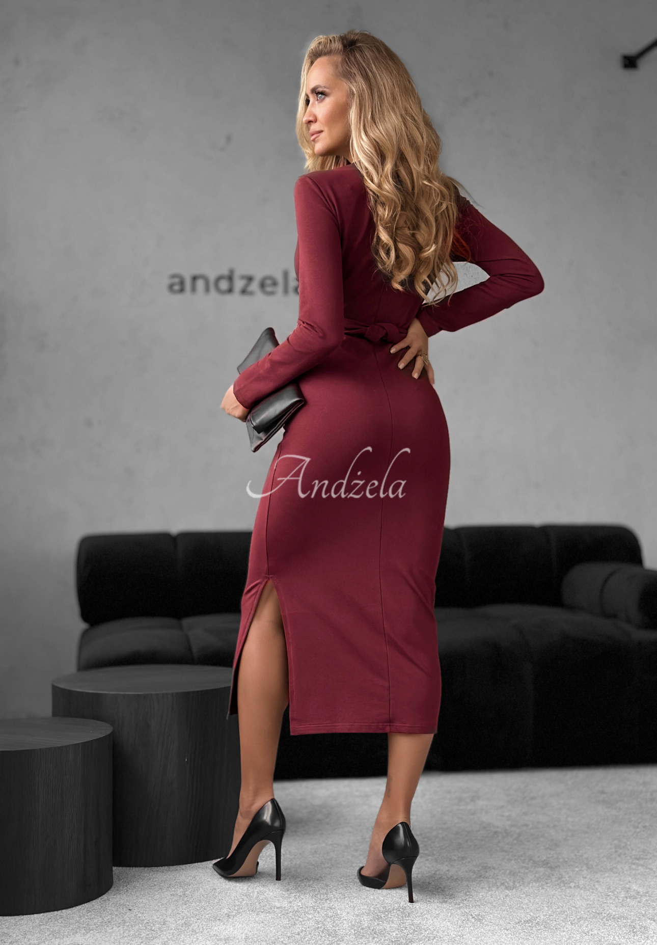 Rochie midi din bumbac First Moven cu legare