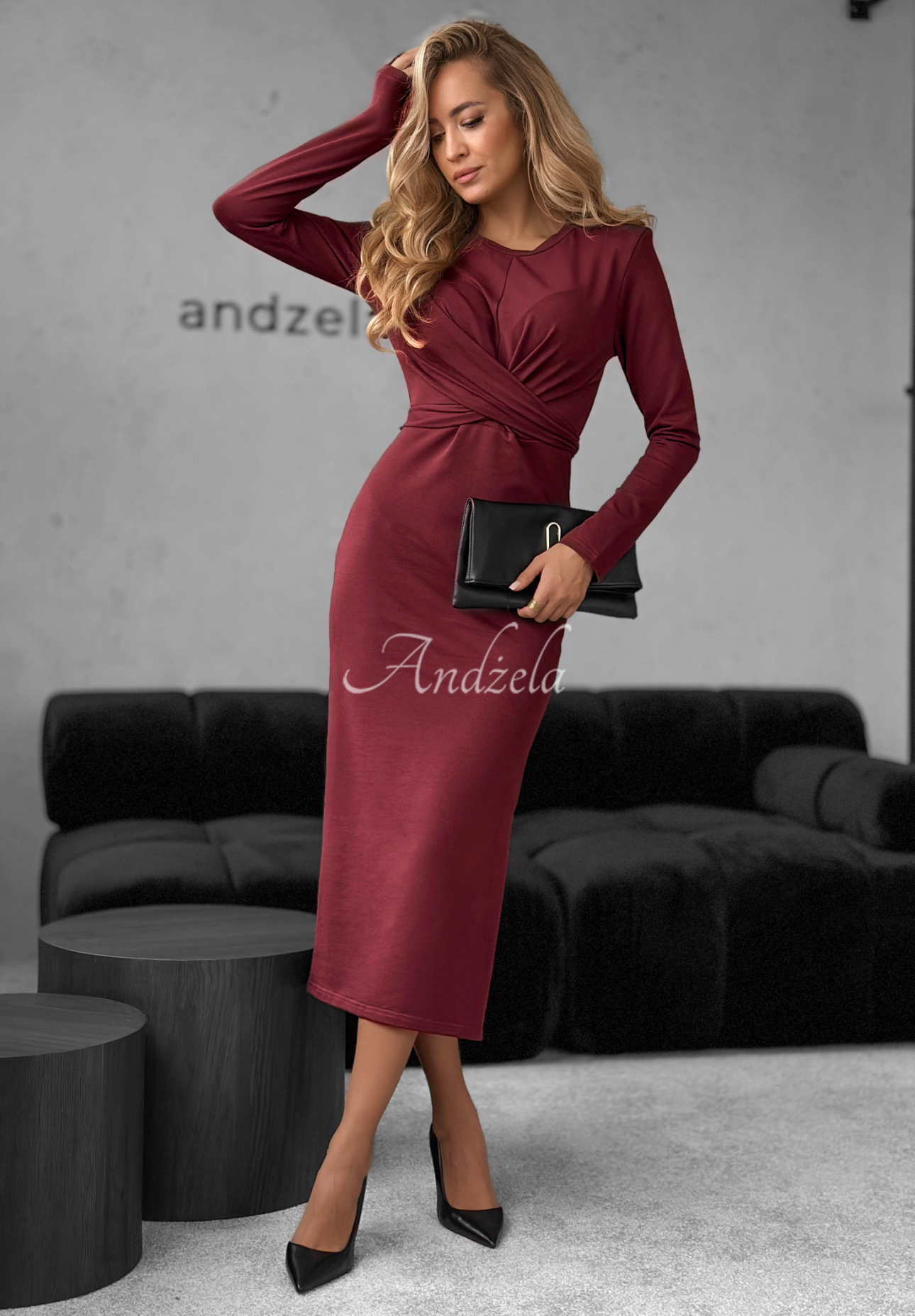 Rochie midi din bumbac First Moven cu legare