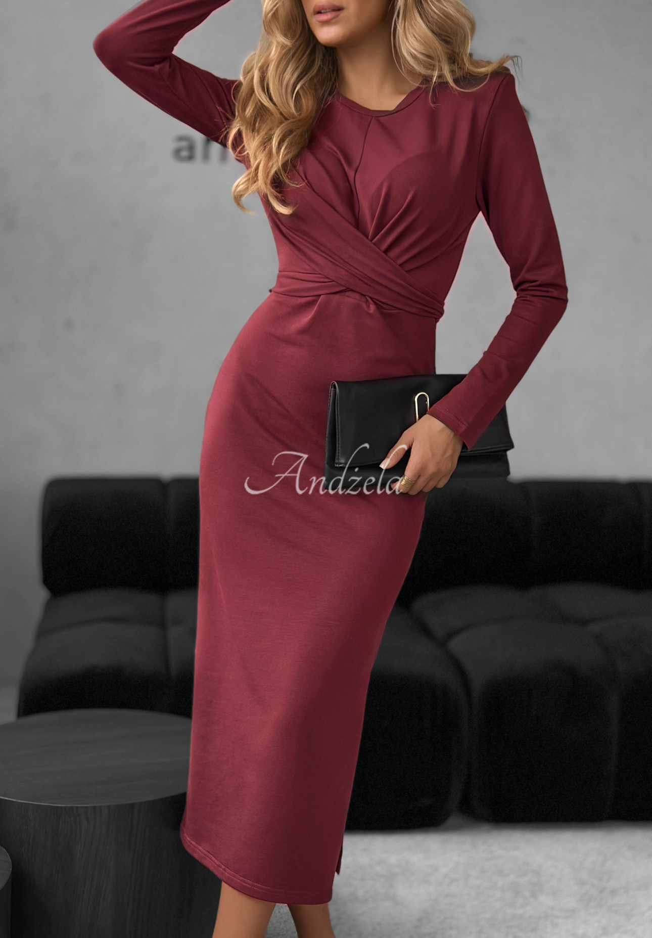 Rochie midi din bumbac First Moven cu legare