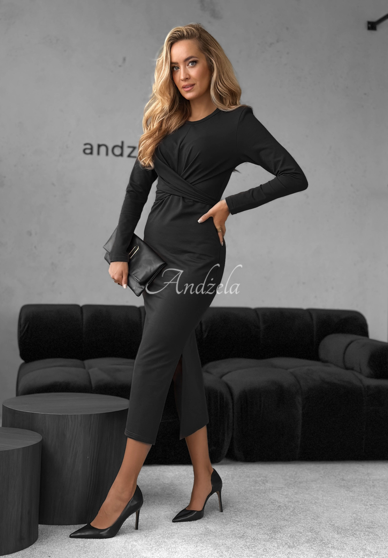 Rochie midi din bumbac First Moven cu legare