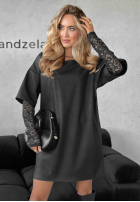 Skórzana Rochie oversize End Of That negru