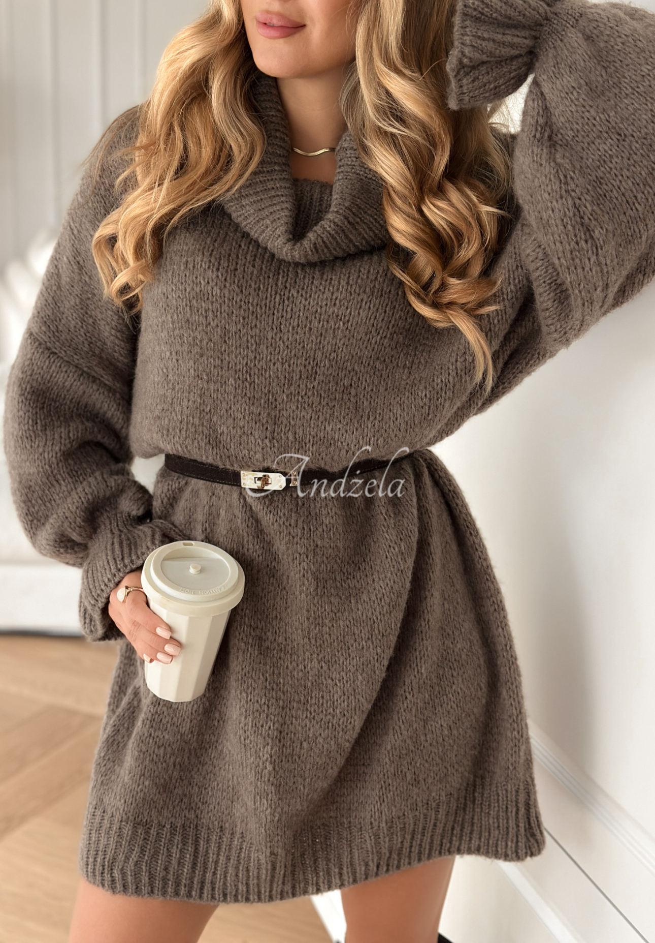Rochie pulover cu lână și viscoză Soft Hug