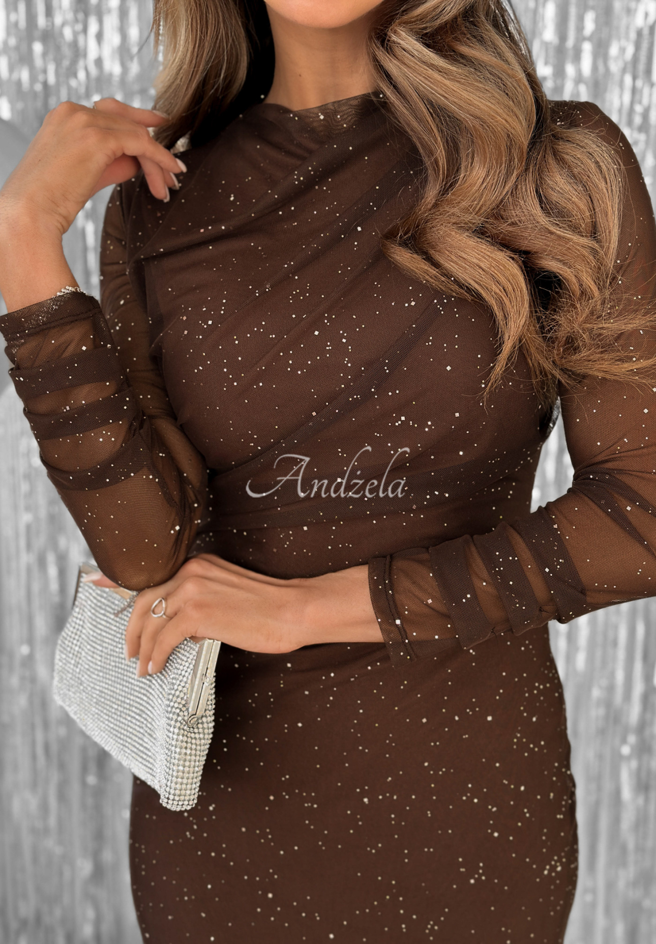 Rochie din tul cu sclipici și pliuri Time Of The Year
