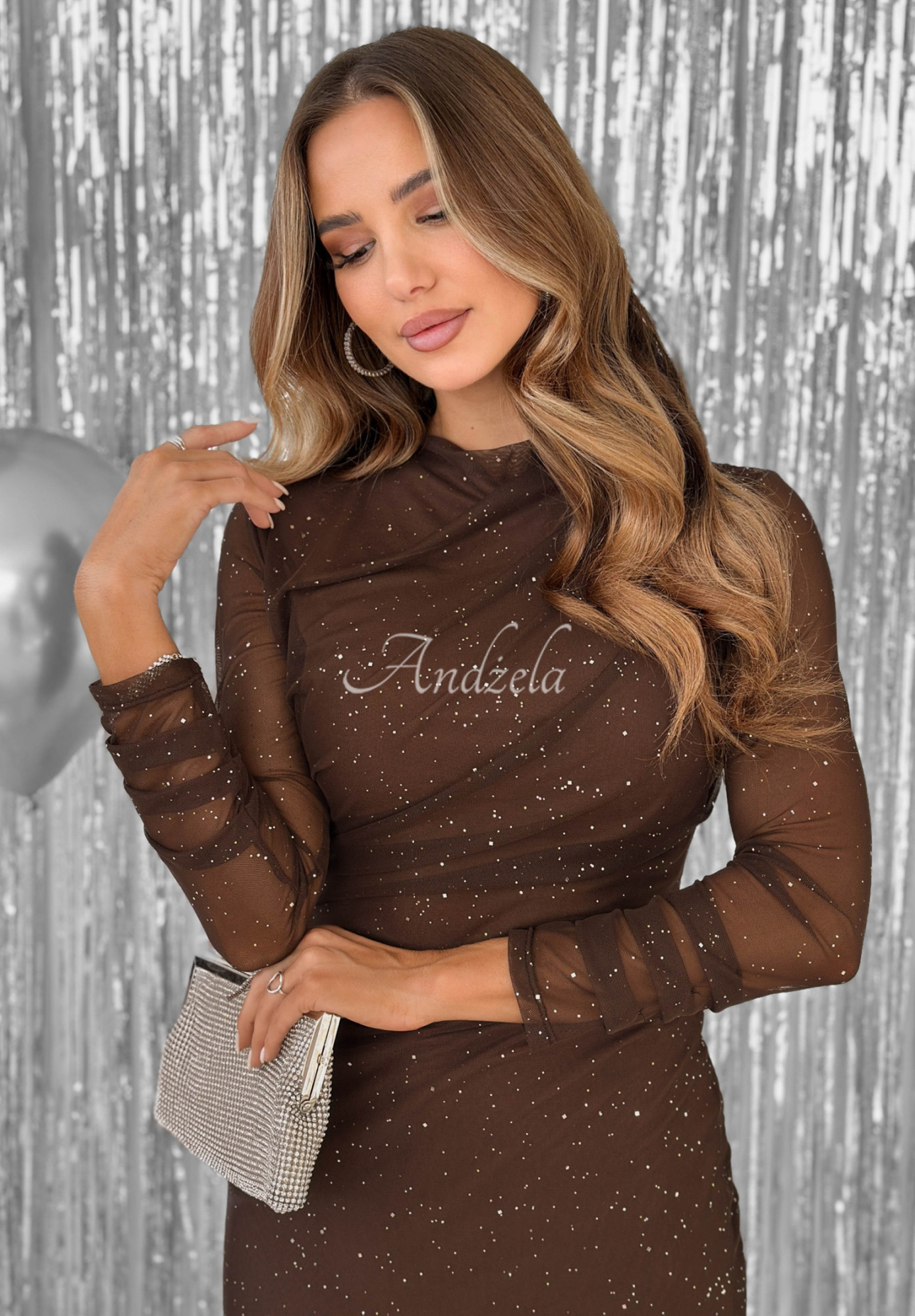 Rochie din tul cu sclipici și pliuri Time Of The Year