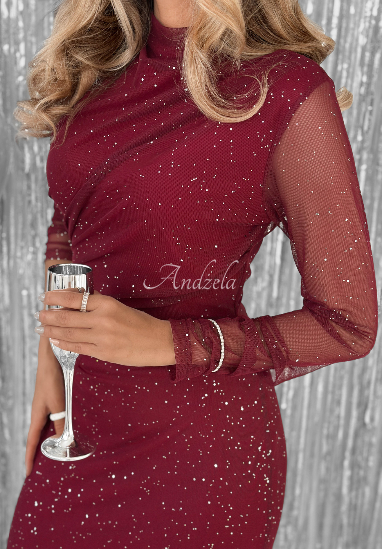 Rochie din tul cu sclipici și pliuri Time Of The Year