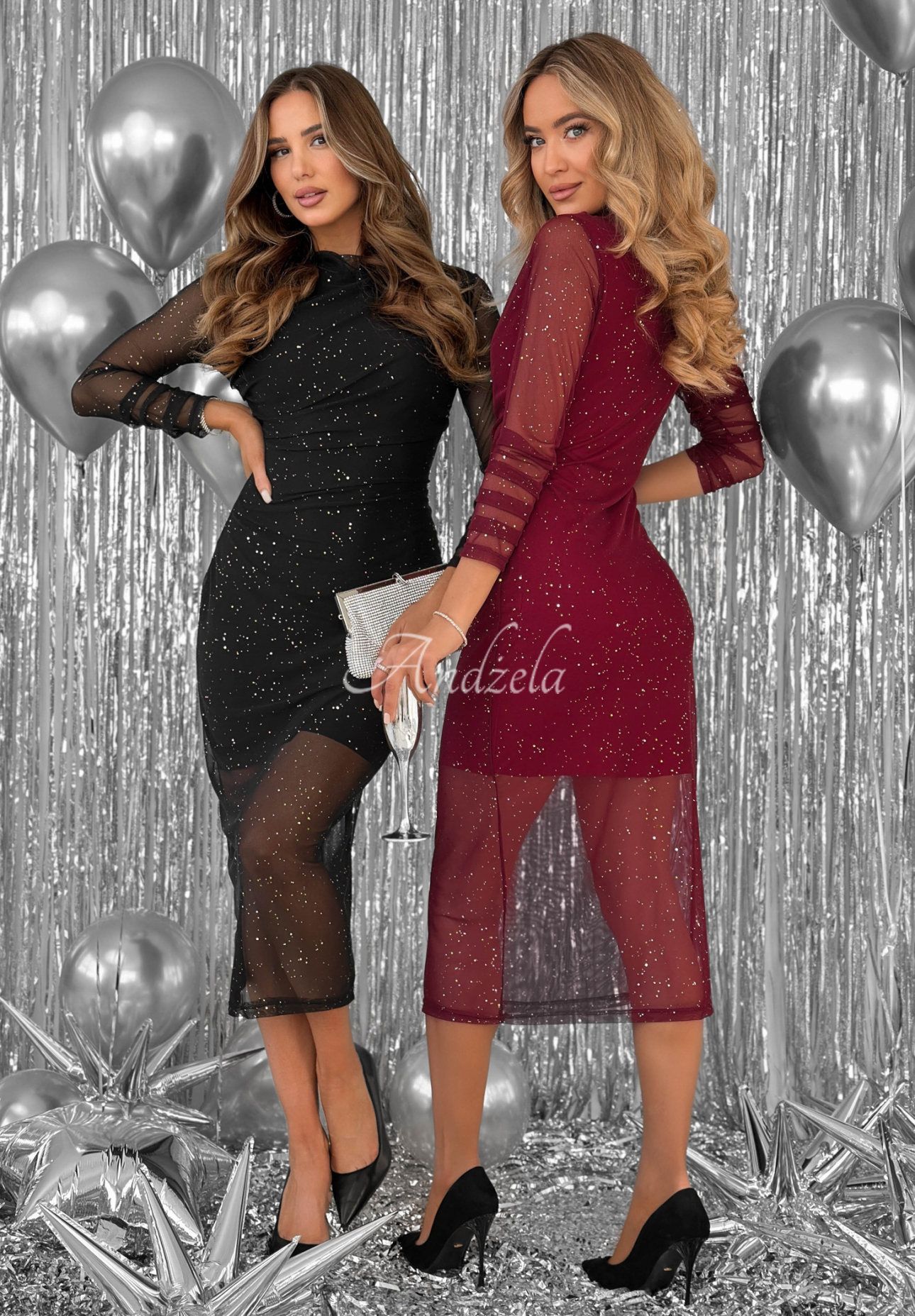 Rochie din tul cu sclipici și pliuri Time Of The Year