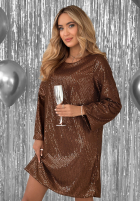 Cekinowa Rochie mini From The Sky ciocolatie