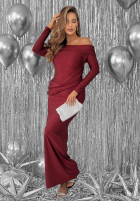 Dopasowana Rochie na jedno ramię Magical Night burgundowa