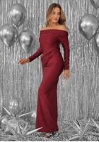 Dopasowana Rochie na jedno ramię Magical Night burgundowa