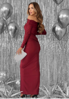 Dopasowana Rochie na jedno ramię Magical Night burgundowa