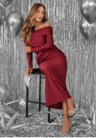 Dopasowana Rochie na jedno ramię Magical Night burgundowa