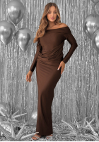Dopasowana Rochie na jedno ramię Magical Night ciocolatie