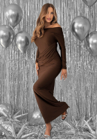Dopasowana Rochie na jedno ramię Magical Night ciocolatie