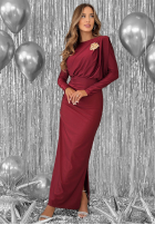 Dopasowana Rochie z marszczeniami Night Of The Year burgundowa