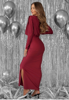 Dopasowana Rochie z marszczeniami Night Of The Year burgundowa