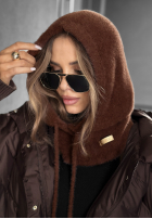 Fular circular z kapturem balaclava Long Nights ciocolatiu