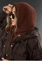Fular circular z kapturem balaclava Long Nights ciocolatiu