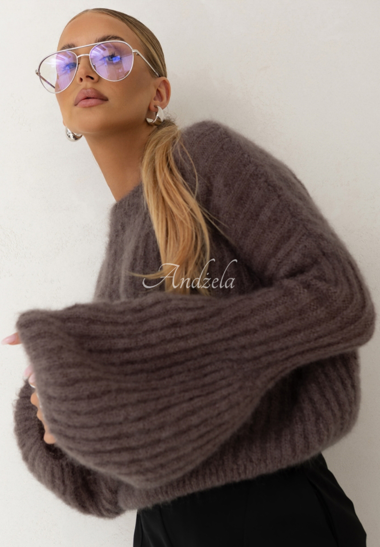 Pulover de mohair Cocomore Cloudly cu mâneci largi