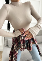 Bluză longsleeve z półgolfem First Of All mokka