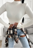 Bluză longsleeve z półgolfem First Of All ecru