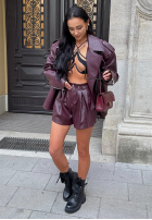 Krótkie skórzane spodenki La Milla Back To Me burgundowe