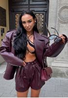 Krótkie skórzane spodenki La Milla Back To Me burgundowe