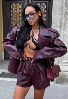 Krótkie skórzane spodenki La Milla Back To Me burgundowe