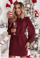 Rochie z bufkami i paskiem Crazy About You  burgundowa