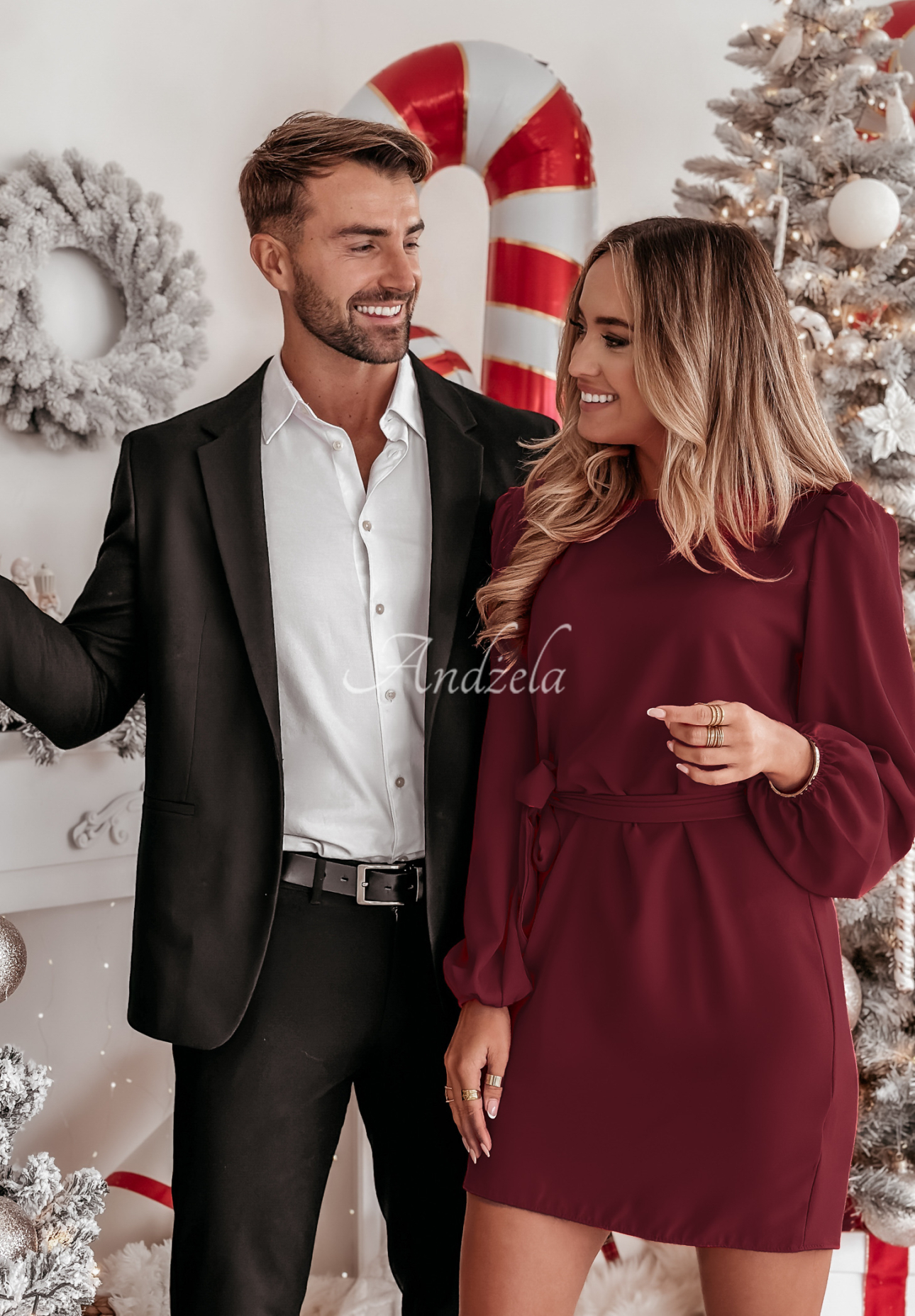 Rochie Crazy About You cu mâneci bufante și cordon
