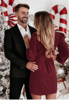 Rochie z bufkami i paskiem Crazy About You  burgundowa