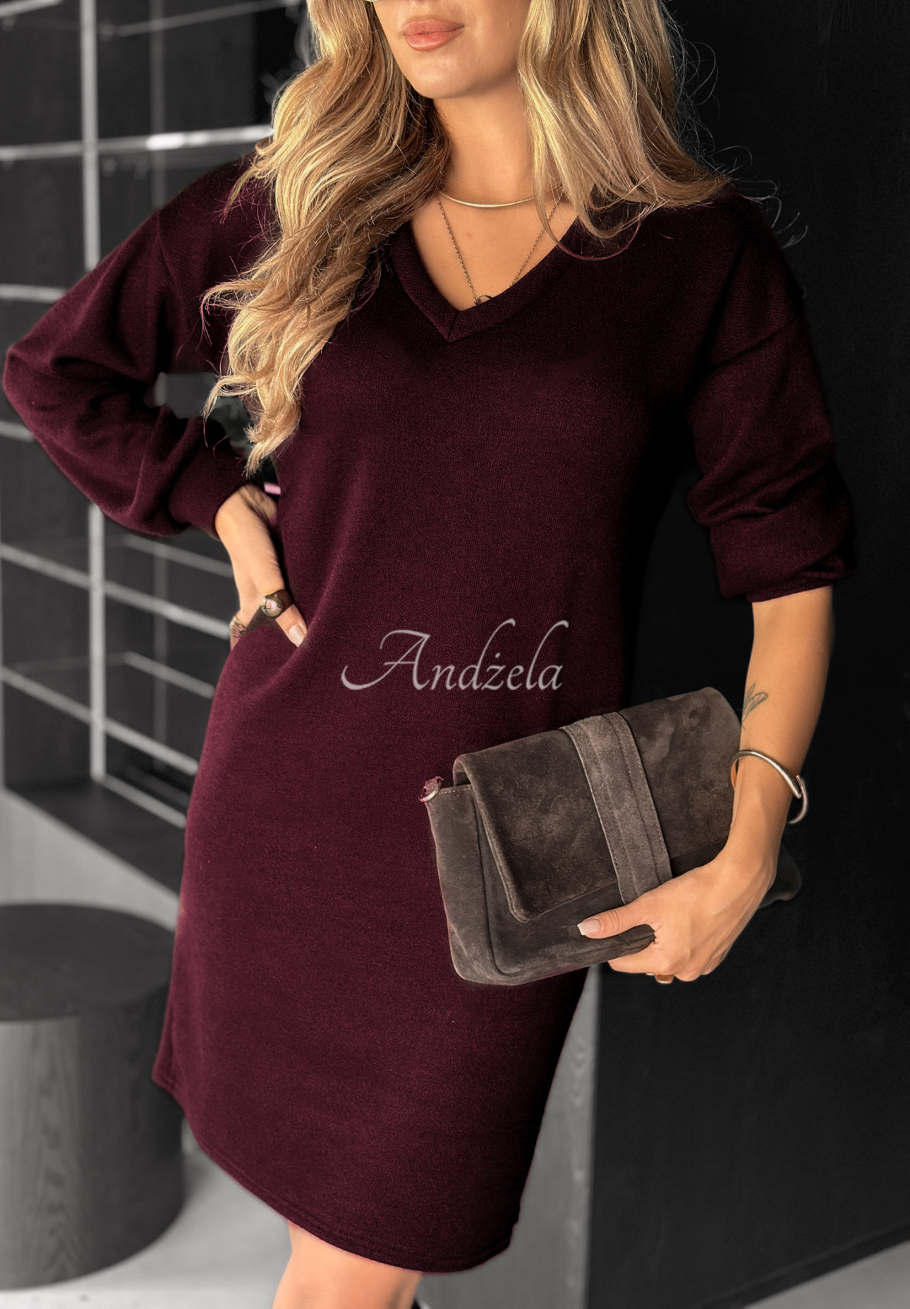 Rochie tricotată cu decolteu Thalia