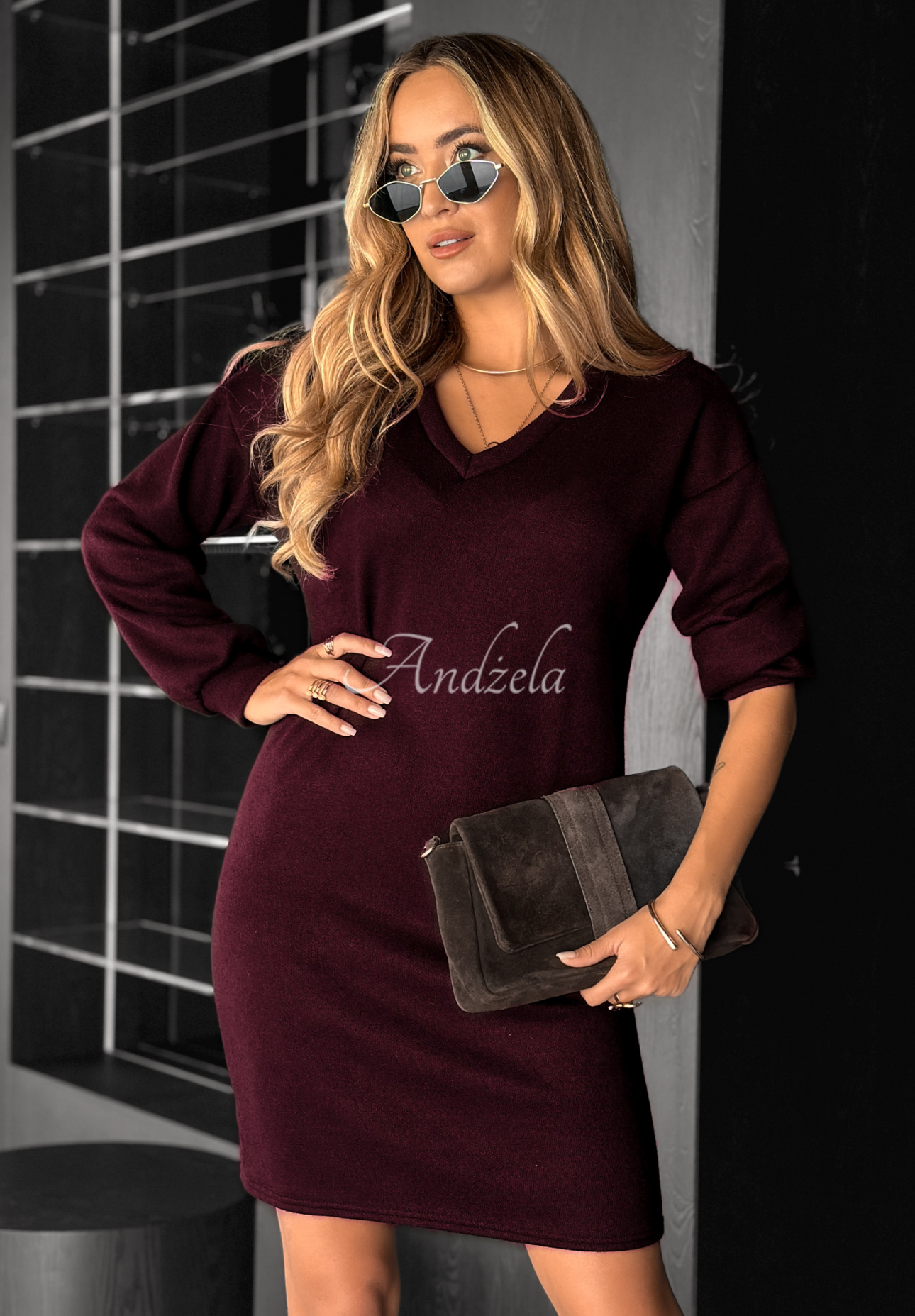 Rochie tricotată cu decolteu Thalia