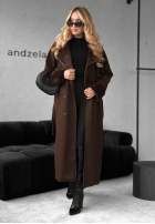 Długi Palton  z futerkiem Not My Fault ciocolatiu