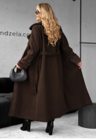 Długi Palton  z futerkiem Not My Fault ciocolatiu