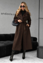 Długi Palton  z futerkiem Not My Fault ciocolatiu