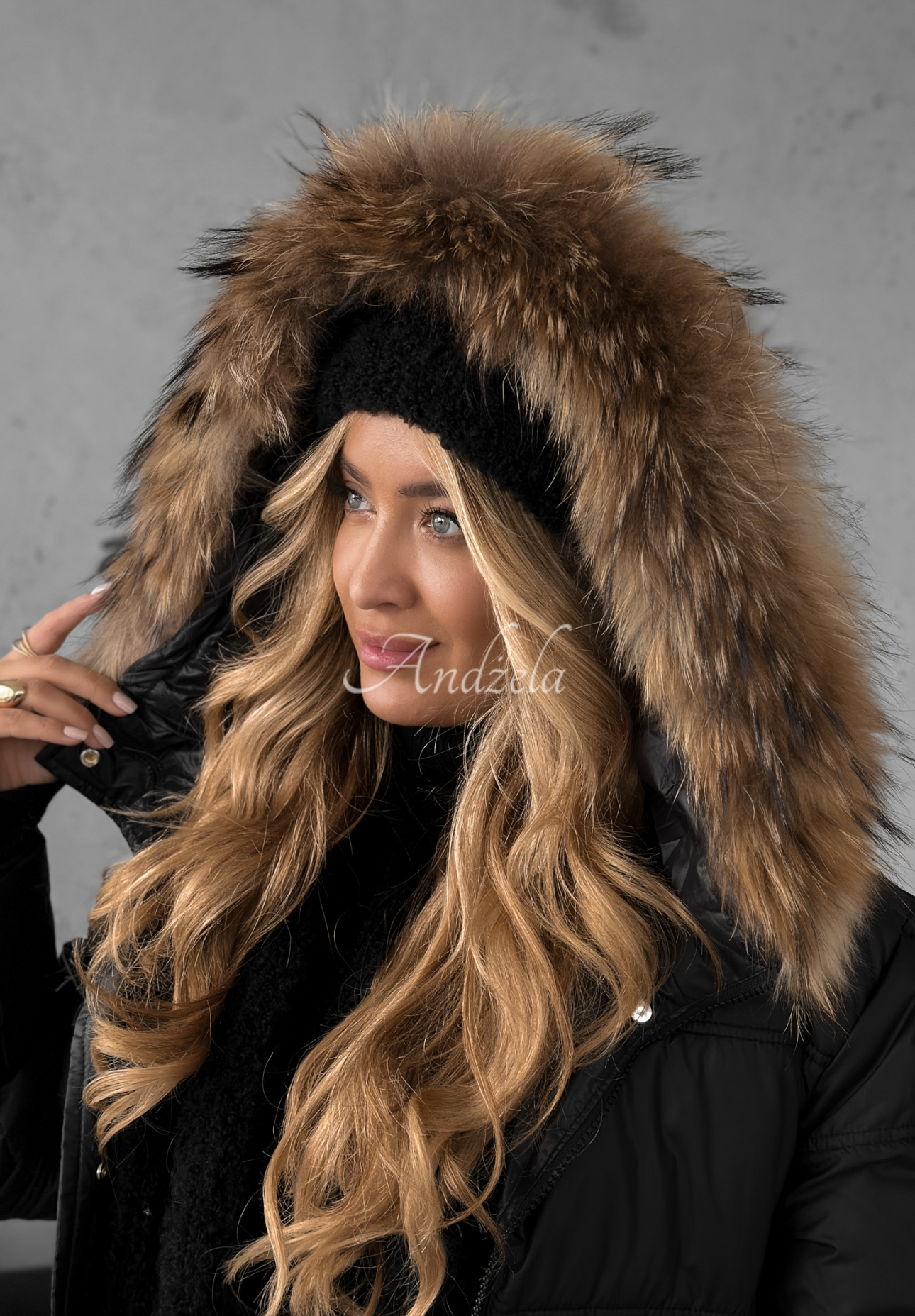 Geacă lungă matlasată cu blăniță Autumn Rush