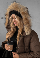 Pikowana Geacă z futerkiem Autumn Rush ciocolatie