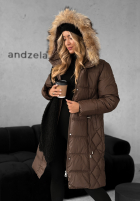 Pikowana Geacă z futerkiem Autumn Rush ciocolatie