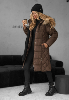 Pikowana Geacă z futerkiem Autumn Rush ciocolatie