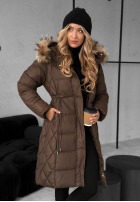 Pikowana Geacă z futerkiem Autumn Rush ciocolatie